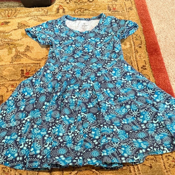 Vibrant Blue Patterned Kids Dress - Picture 1 of 4